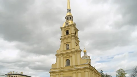 Tourists on the square in front of the Peter and Paul Cathedral. Stock Footage 205890055