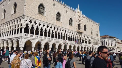 Tourists at St Mark's Square in Venice, Italy Stock Footage 125417137
