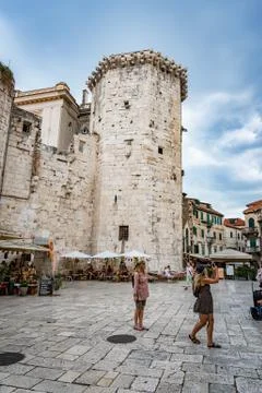 Tourists on the streets of Split. Stock Photos