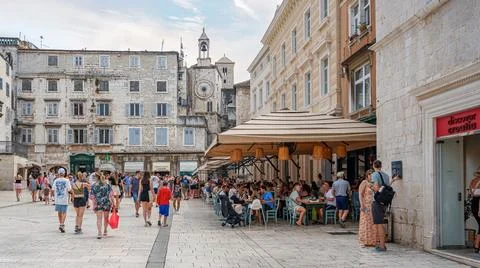 Tourists on the streets of Split Stock Photos