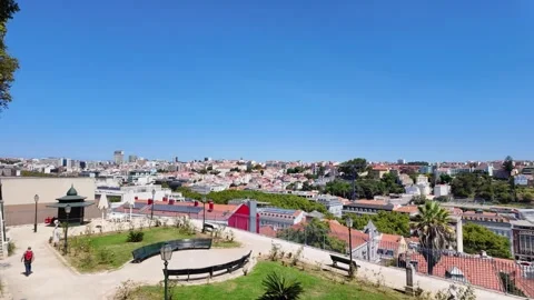 Tourists strolling through the streets of Lisbon, exploring famous landmarks. Stock Footage 292329648