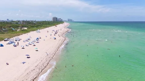 Tourists Sunbathing During Summer At Miami Beach In South Florida, United Vídeo Stock 314492862