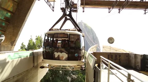 Tourists take the cable car to the Loaf Sugar in Rio de Janeiro Video stock 40313452