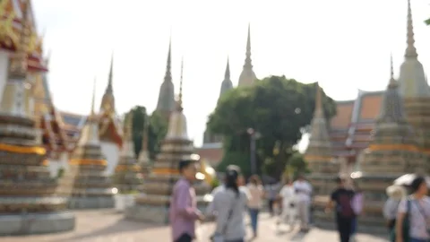 Tourists in Temple of Reclining Buddha Video stock 107523328