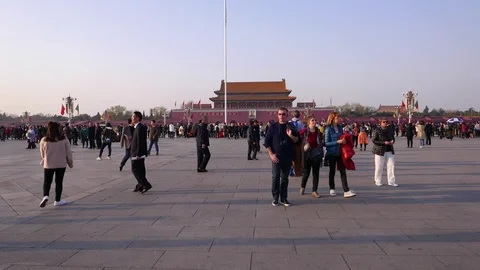 Tourists at Tiananmen Square, Beijing Stock Footage 103100982