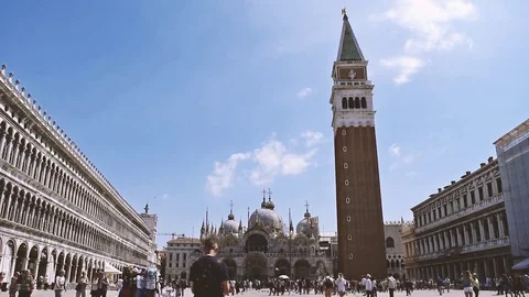 Tourists in timelapse in St Mark's Square, Venice, Italy Stock Footage 83888524