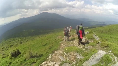 Tourists on the top of the mountain Stock Footage 65109502