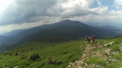 Tourists on the top of the mountain Stock Footage 65109877