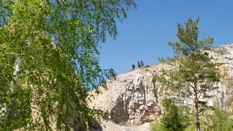 Tourists at the top of the mountain. Stock Footage 191999224