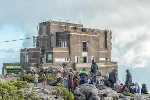 Tourists at the upper cable station on Table Mountain Stock Photos