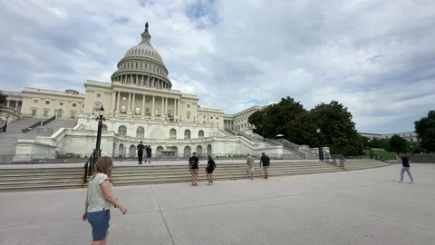 Tourists U.S. Capitol in Washington D.C. on Capitol Hill, National Mall Video stock 280348297