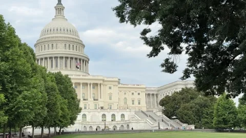 Tourists U.S. Capitol in Washington D.C. on Capitol Hill, National Mall Stockbeeldmateriaal 280348309