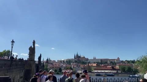 Tourists View Charles Bridge And Prague Castle May 30 2026 Stock Footage 336281041
