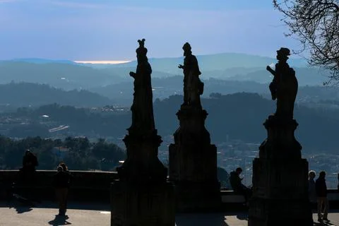 Tourists in a viewpoint Stock Photos