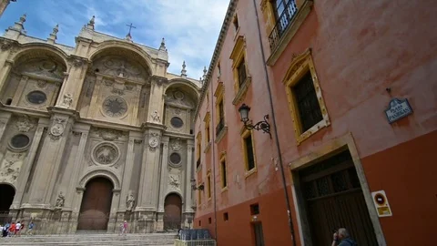Tourists visit the Cathedral of Granada, Spain Stock Footage