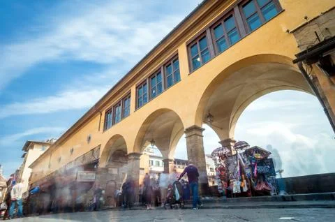 Tourists visit famous Ponte Vecchio in Florence Stock Photos
