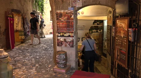 Tourists visit wine cellar cave in Saint Paul de Vence, France Video stock 51102716