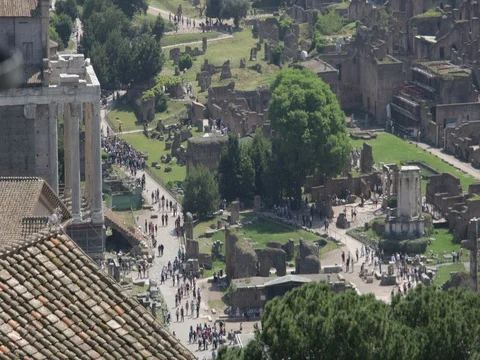 Tourists visiting the ancient rome Stock Footage 74510759