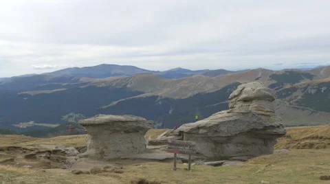 Tourists visiting Babele, Bucegi Mountains Stock Footage 58312386