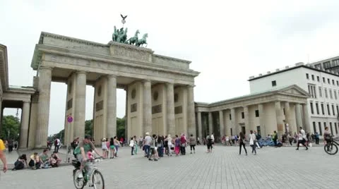 Tourists visiting Brandenburg Gate Stock Footage