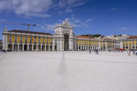 Tourists visiting Commerce Square (Praca do Comercio). Lisbon, Portugal Stock Photos