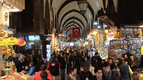 Tourists visiting Grand Bazaar Stock Footage 81240722