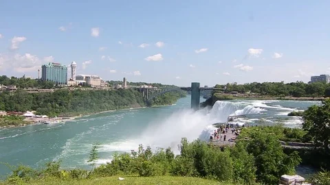 Tourists Visiting Niagara Falls Stock Footage 99118326