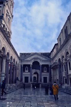 Tourists visiting the old town of Split, Croatia. Stockfoto's