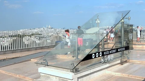 Tourists visiting the rooftop of the Arc de Triomphe in Paris France Stock Footage 126393836