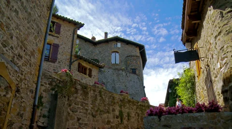 Tourists visiting the small town of Ternand France (2) Stock Footage 34180138