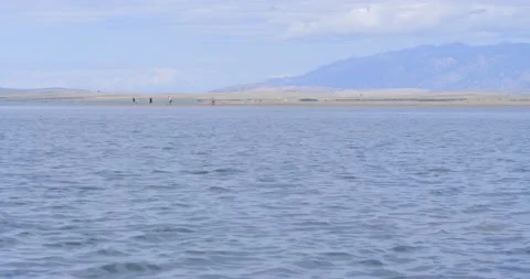 Tourists walk on the beach. Video stock 137875557