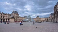 Tourists Walk Near The Louvre In Paris Timelapse Hyperlapse Stock Footage