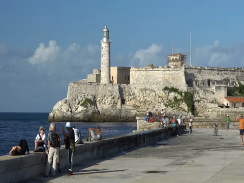 Tourists walk on the pier Stock Footage 70991418