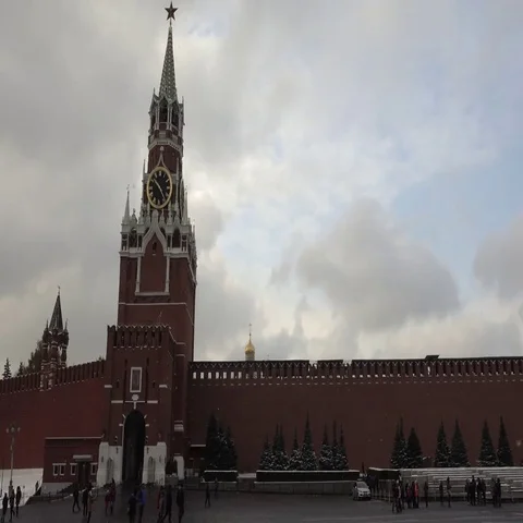 Tourists walk on Red Square on the background of the Kremlin 库存影片 69449684