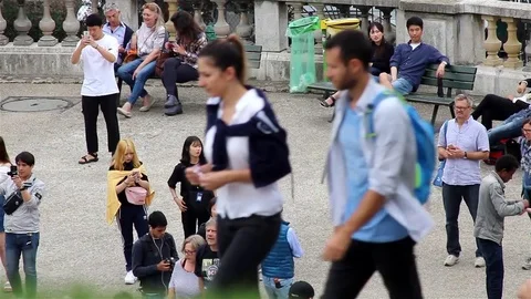 Tourists walking around Stock Footage 78486746