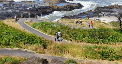Tourists Walking Cooks Chasm Trail Stock Footage 44277982