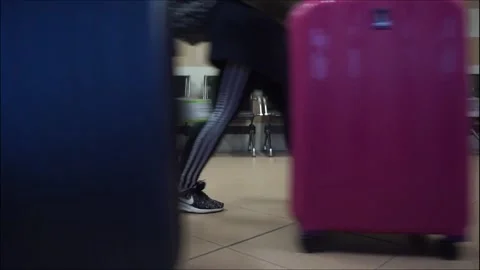 Tourists walking down hall for boarding Stock Footage 138312602