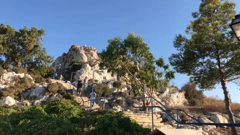Tourists Walking Down The Steps from Prophet Elias Chapel Video stock 90630211