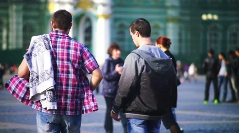 Tourists Walking Near Front Gate Of The Hermitage Stock Footage 44751690