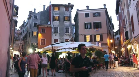 Tourists walking in Rovinj Stock Footage 51785458