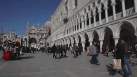 Tourists Walking In The Saint Marks Square, Venice, Italy Stock Footage 71823545