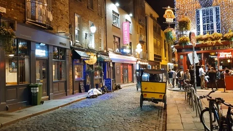 Tourists walking in the Temple Bar area, Dublin, Ireland Stock Footage 90170848