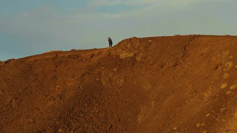 Tourists walking on top of Mount Etna Stock Footage 88570620