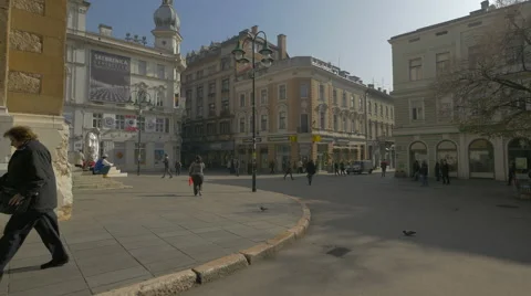 Tourists walking in Trg fra Grge Martića in Sarajevo Stock Footage 59795006