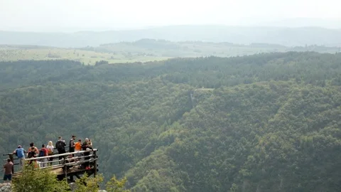 Tourists Watch the Flight of an Eagle Video stock 95779749