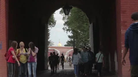 Tourists watching the map Peter and Paul Fortress Saint Petersburg 스톡 동영상 52837688