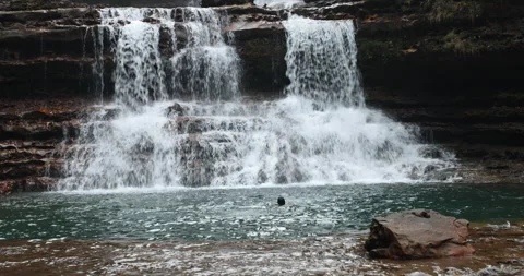 Tourists at Waterfall in day Light Stock Footage 340118814