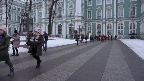 Tourists in Winter palace yard Stock Footage 101281503
