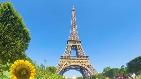 Tourists by the world famous Eiffel tower. Paris, France Stock Footage 285740020
