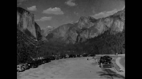 Tourists at Yosemite Valley in Yosemite National Park Stock Footage